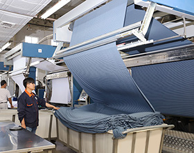 fabric finishing machine with fabrics